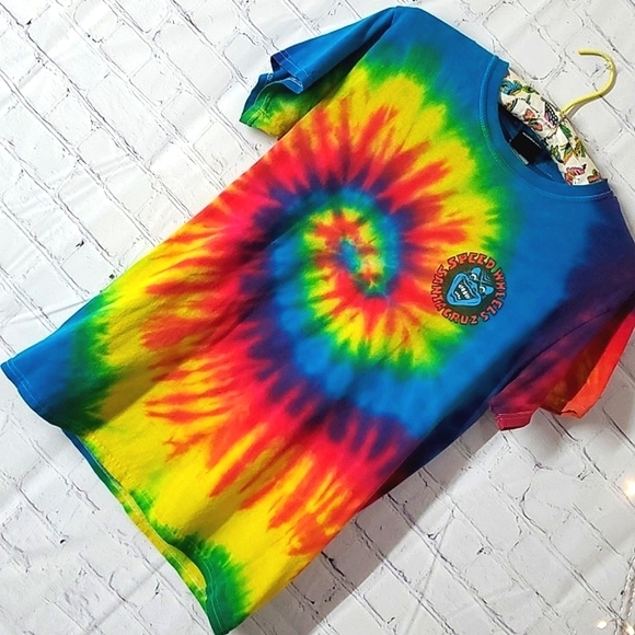 Y2K Santa Cruz Skateboards Speed Wheels Screaming Hand Vibrant Tie-Dye Mens Sm - Picture 4 of 16